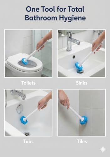 Disposable Toilet Brush for Bathroom Cleaning, Deep Cleaning Toilet Bowl Cleaner with Replaceable Heads, Hygienic Storage Design,House Warming Gifts New Home (Replacement Heads - 24pcs Blue) - color: Replacement Heads - 24pcs Blue