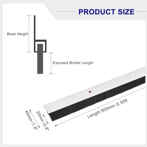 uxcell Door Brush Bottom Sweep H-Shape Aluminum Alloy Base with 0.8-inch PP Brush for Home, Industrial (35-inch L, Silver) - color: Silver, size: 35-inch x 0.8-inch