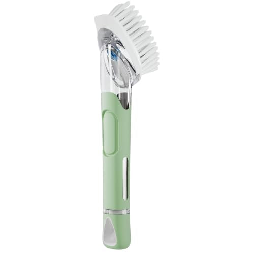 RIMAY Soap Dispensing Dish Brush Dish Scrubber with Soap Dispenser Handle - color: Green
