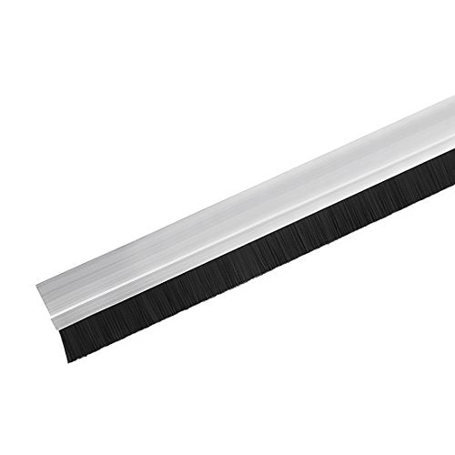 uxcell Door Bottom Sweep H-Shape Aluminum Alloy Base with 0.8-inch Black Nylon Brush 39-inch x 1.89-inch - color: Silver, size: 39.37" x 0.8"