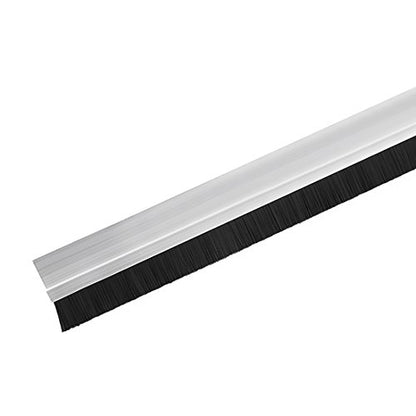 uxcell Door Bottom Sweep H-Shape Aluminum Alloy Base with 0.8-inch Black Nylon Brush 39-inch x 1.89-inch - color: Silver, size: 39.37" x 0.8"