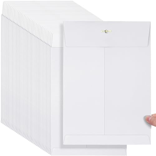 Teling 50 Pcs Manilla Clasp Envelopes Kraft Closure - color: White, size: 9*12