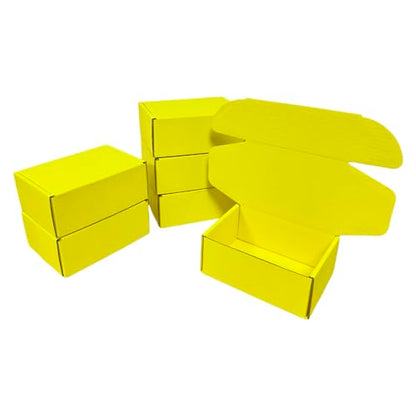 50 Pack 4.3x3.1x2 in Lemon Yellow Mini Shipping Boxes - color: Lemon Yellow, size: 4.3x3.1x2 in