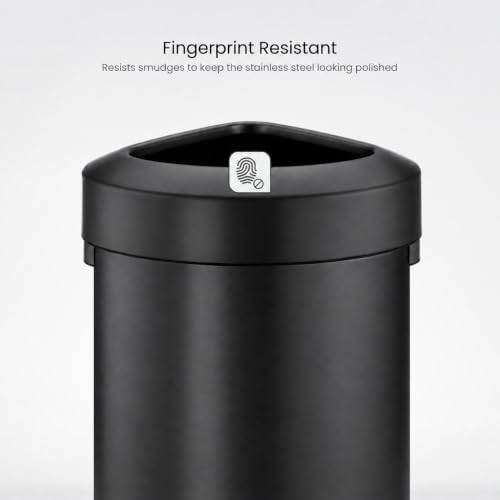 Home Zone Living 16 Gallon Commercial Trash Can with Removable Open Top Lid - color: Matte Black, size: Triangular