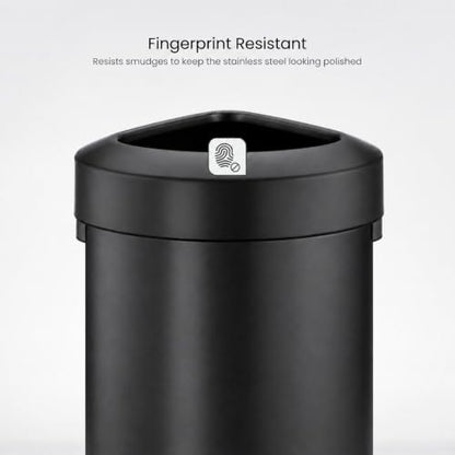 Home Zone Living 16 Gallon Commercial Trash Can with Removable Open Top Lid - color: Matte Black, size: Triangular