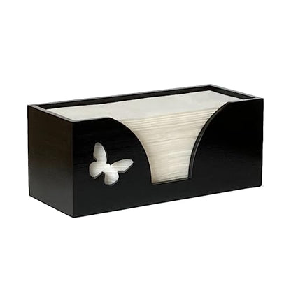 Countertop Paper Towel Dispenser With Engraved Butterfly - Compatible With C-Fold, Multifold, Trifold & Z Fold Hand Napkins 10.5" x 4.0" or Smaller - Black Bamboo - color: Black