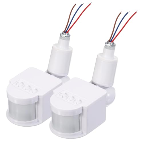 Outdoor Motion Sensor, 2Pcs Infrared PIR Motion Detector - White - color: White, size: 0.4" Hole