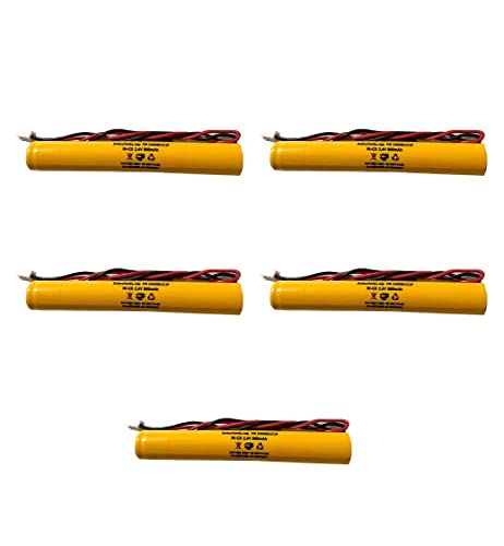 (5 Pack) Exit Sign Emergency Light GP 2800-RD 2800RD GP 2600-RD GP 2600RD 2600 2.4v 800mAh Ni-CD Battery Pack Replacement for