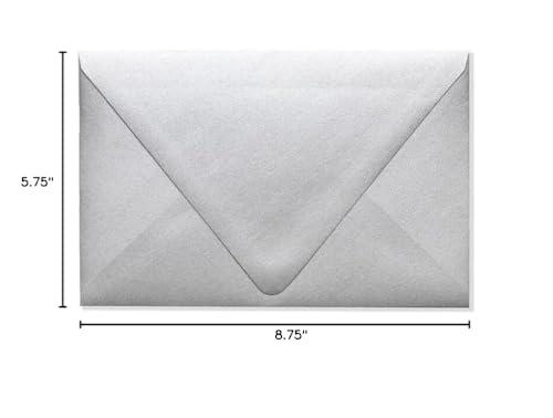 LUXPaper A9 Contour Flap Invitation Envelopes | 5 3/4" x 8 3/4" | Silver Metallic | 80lb. Text | 50 Qty - color: Silver Metallic