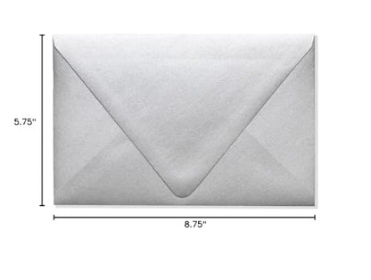 LUXPaper A9 Contour Flap Invitation Envelopes | 5 3/4" x 8 3/4" | Silver Metallic | 80lb. Text | 50 Qty - color: Silver Metallic
