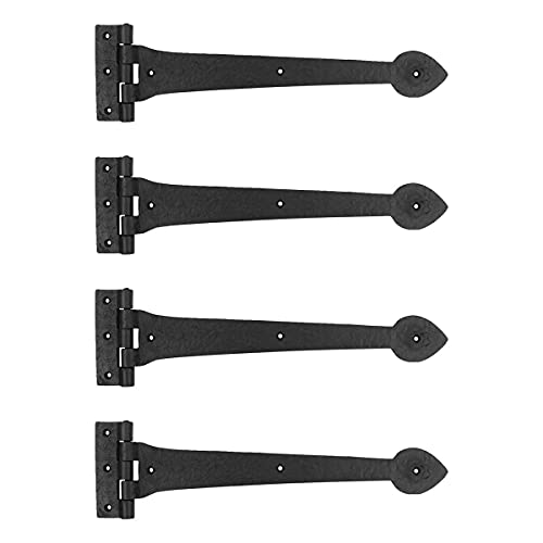 Renovators Supply Manufacturing Pack of 4 Black Wrought Iron Strap Hinge 15 Inch Heart Tip Colonial Cabinet Door Gate Hardware Flush Mount Rust Resistant Heavy Duty - size: Pack of 4
