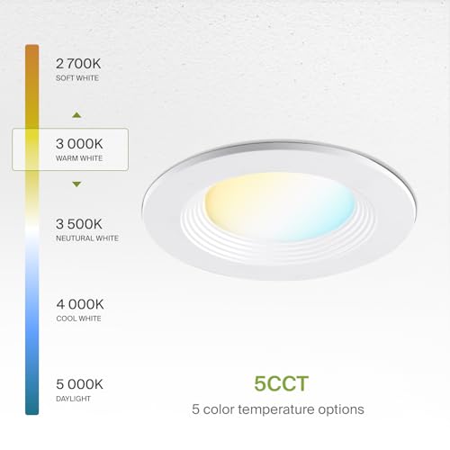 ASD 4 Inch Retrofit LED Recessed Light - 9W 2700K-5000K 700LM Retrofit LED Recessed Lighting 4 Inch, Dimmable Recessed Lights, Wet Rated Baffle Trim Can Lights, UL - color: White Baffle, size: 1 Pack