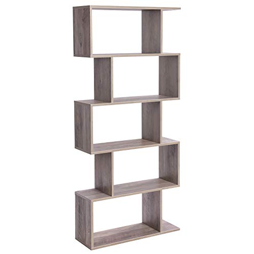 VASAGLE 5-Tier Bookcase, Open Storage, 27.6 x 9.4 x 62.6 Inches - color: Greige, style: 5-Tier (27.6"W)