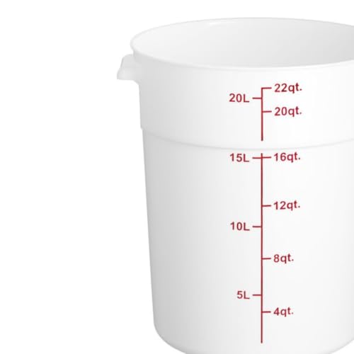 TrueCraftware- 22 Quart White Round Food Storage Container Polypropylene- Commercial Reusable Food Container Canister with Measurement Markings for Meal Prep Pantry Kitchen - size: 22 Quart