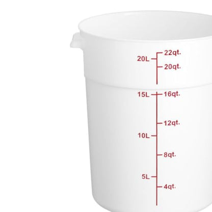 TrueCraftware- 22 Quart White Round Food Storage Container Polypropylene- Commercial Reusable Food Container Canister with Measurement Markings for Meal Prep Pantry Kitchen - size: 22 Quart
