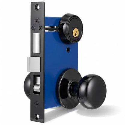 Tandefio 1 Set Double Cylinder Mortise Lock, Right Hand, Black - color: Black, style: Right Hand