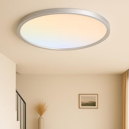 MOONSEA 16 Inch Flush Mount LED Ceiling Light Fixture 32W Brushed Nickel - color: Brushed Nickel, size: 16 Inch