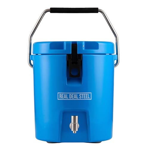 Insulated Beverage Dispenser for Hot Drinks - Hot Cocoa and Coffee - 2 Gallon with Stainless Steel Interior- Portable Sports Drink Dispenser for Camping, Outdoor Events, Parties, & More - Blue