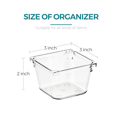 8 Pack Drawer Organizers, 3"X 3" Clear Acrylic Storage Bins - size: 3"X 3"