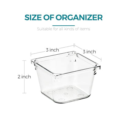 8 Pack Drawer Organizers, 3"X 3" Clear Acrylic Storage Bins - size: 3"X 3"