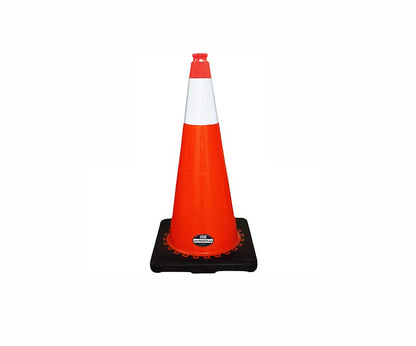 (Set of 32) 28" RK Orange Safety Traffic PVC Cones, Black Base with One Reflective Collar - size: 32 Cones
