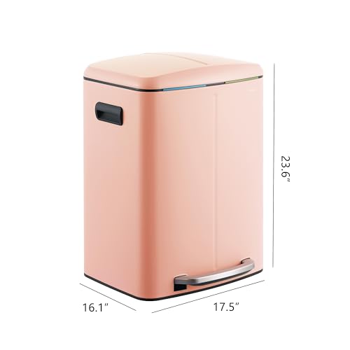 happimess Marco 10.6 Gal Double Bucket Step Trash Can, Flamingo Pink - color: Flamingo Pink