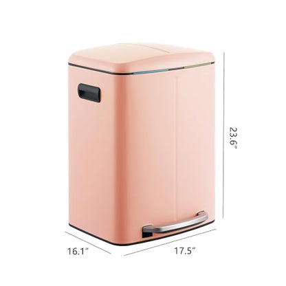 happimess Marco 10.6 Gal Double Bucket Step Trash Can, Flamingo Pink - color: Flamingo Pink