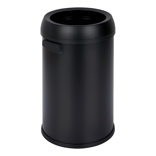 17 Gallon Fingerprint-Proof Stainless Steel Trash Can, Open-Top Heavy Duty Commercial Round Garbage Bin for Restaurant, Home, Office, Black - color: Black