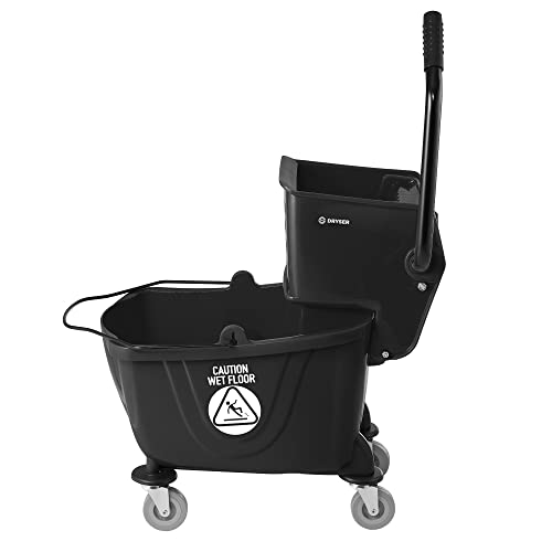 Dryser Commercial Mop Bucket with Side Press Wringer, 26 Quart, Black - color: Black