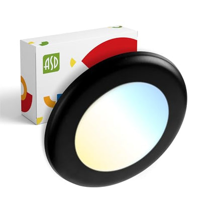 ASD 1 Pack Black LED Disk Lights 4 Inch, 5CCT Flush Mount Ceiling Light - color: Black, size: 1 Pack