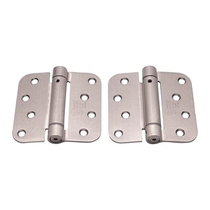 Self Closing Spring Door Hinges Satin Nickel 4 Inch - 5/8 Radius 2-Pack - color: Satin Nickel