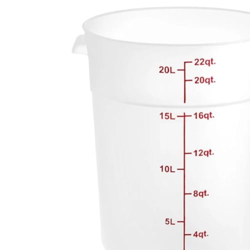 TrueCraftware- 22 Quart Round Food Storage Container Translucent Polypropylene- Commercial Reusable Food Container Canister with Measurement Markings for Meal Prep Pantry Kitchen - color: 22 Quart