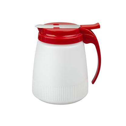 Restaurantware-Chef 101 32 Ounce All Purpose Syrup Dispenser, 1 Honey Dispenser - Red Top, Stainless Steel Slide Cover, Plastic Pancake Syrup Bottle, Perfect For Diners, Restaurants, Home - color: Red, size: 32 Ounces, style: 1 Count