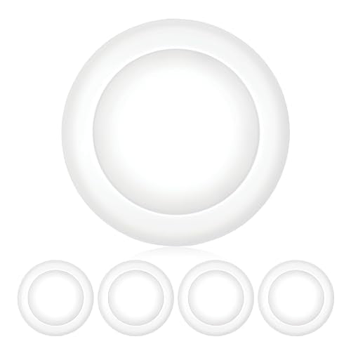 PARMIDA (4 Pack) 5/6 Inch Dimmable LED Disk Light Surface Flush Mount 15W, UL Listed, Recessed Retrofit Ceiling Disc Lights, Energy Star, Installs into Junction Box Or Recessed Can, 1050lm - 5000K - color: 5000K (Day Light), size: 4 Pack