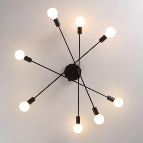 Garwarm Sputnik Ceiling Light Fixture, 8-Light Black Sputnik Chandelier - color: 8-Lights,Black-2