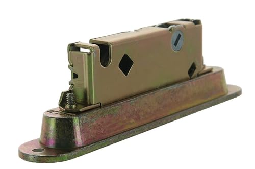 Sliding Glass Door Replacement Mortise Lock with Recessed Adapter Trim Plate, 5-1/4” Screw Holes, 45 Degree Keyway | 1" Wide Mortise Lock Latch Replacement Locking Mechanism Hardware Parts - size: Mortise Lock with Trim Plate