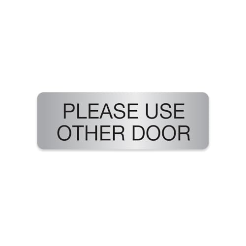 Silver Please Use Other Door Sign / 3" x 9" Easy Adhesive Door Wall Mount/Restaurant Small Business Alternative Exit Room Sign/Made In The USA - color: Silver, style: Please Use Other Door