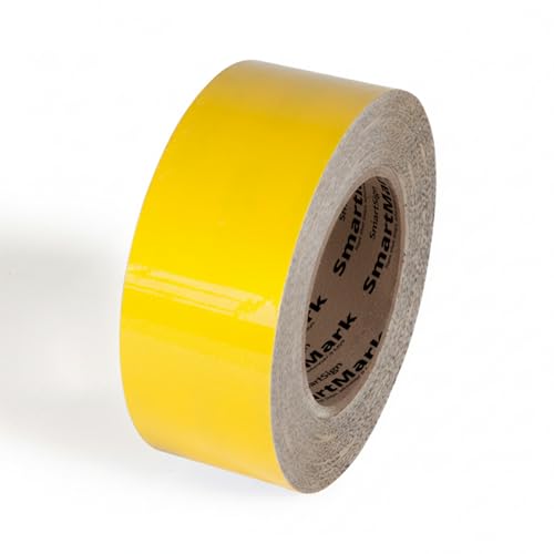 SmartSign Yellow Floor Marking Tape, 2" Wide x 100' Long Roll, Durable Polyester, Laminated Protection - Non-Abrasive, Adhesive Safety Tape for Warehouses, High Traffic/Forklift Areas, Removable - color: Yellow, size: 2"