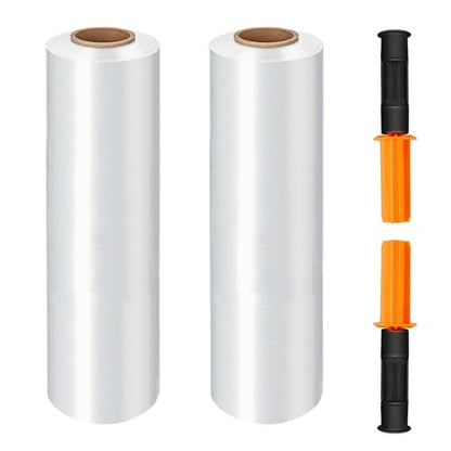 Stretch Wrap Film, 15" x 1000Ft Shrink Wrap Roll with Handles,60 Gauge Stretch Wrap Industrial Strength, Plastic Wrap for Pallet Wrapping Shipping Moving and Surface Protection (2 Pack-15"-60 Gauge) - size: 2 Pack-15"-60 Gauge