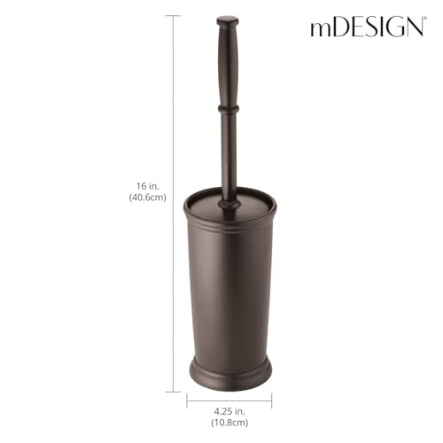 mDesign Metal Freestanding Slim Toilet Bowl Brush and Holder (Pack of 2) - color: Espresso, size: Pack of 2