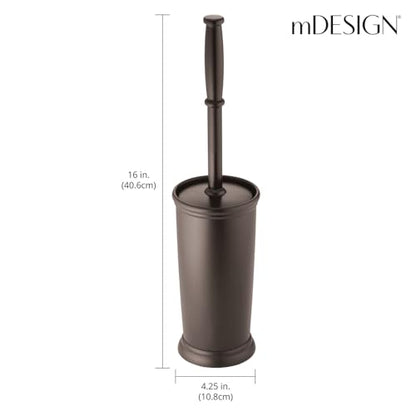 mDesign Metal Freestanding Slim Toilet Bowl Brush and Holder (Pack of 2) - color: Espresso, size: Pack of 2