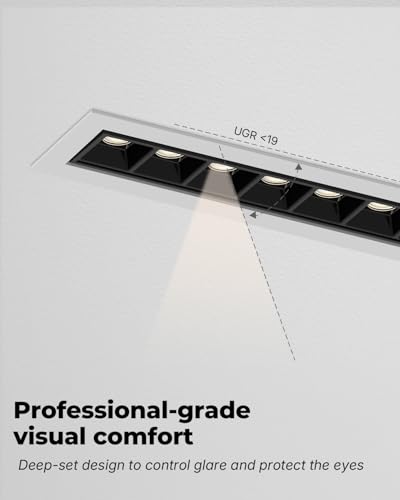 SCON 15W Linear Recessed Lighting with White Trim, 5 CCT Selectable 16 Pack - color: White / Black - 16 Pack (15W 5CCT), size: 16 Pack