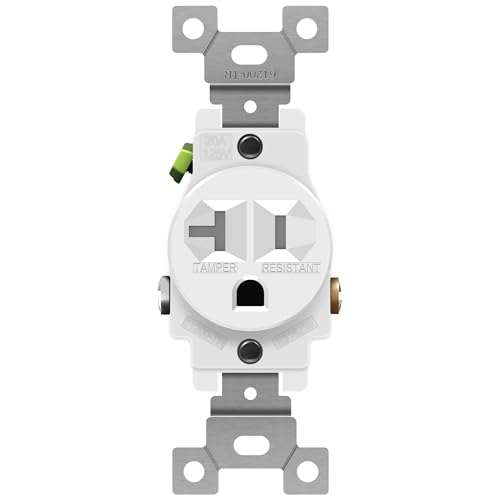ENERLITES Single Receptacle Outlet, Tamper-Resistant, Commercial Grade, 3-Wire, Grounding Screw, 2-Pole, 5-20R, 20A 125V, UL Listed, 61200-TR-W, White - color: White, size: 1 Pack