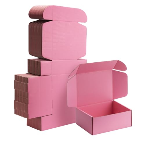 8x6x3 inch Pink Shipping Boxes for Small Business- Set of 25 - color: Pink, size: 8x6x3