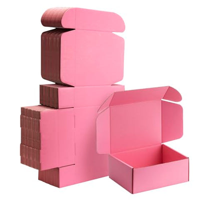 8x6x3 inch Pink Shipping Boxes for Small Business- Set of 25 - color: Pink, size: 8x6x3