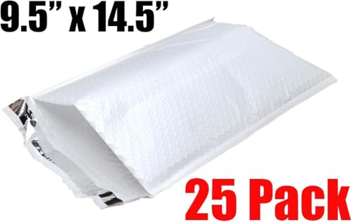 iMBAPrice 9.5x14.5 Inches White Color Polybubble Bag, 25-Pack Large Size #4 Self Seal Poly Bubble Mailers Padded Packing Envelopes (Total 25 Bags) - color: White Poly Bubble, size: 9.5"x14.5" Poly (25 Envelopes)