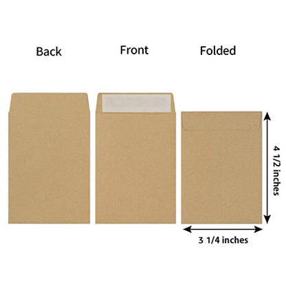 100 Pack Seed Envelopes Self-Adhesive, 3 1/4 x 4 1/2 inches, Kraft Brown - color: Kraft Brown