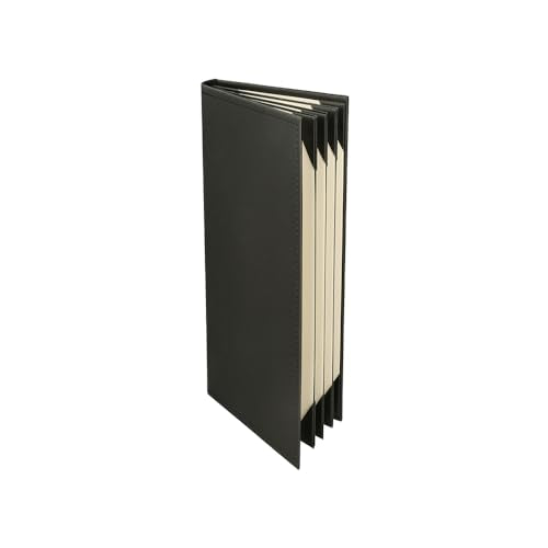 Prestine Menu Covers Made of Premium Faux Leather (10-Pack) - 5.5" x 11" - 8 Views - Black - Restaurant Menu - Wine List - Bar Menu - size: 5.5”x11” - 8 Views