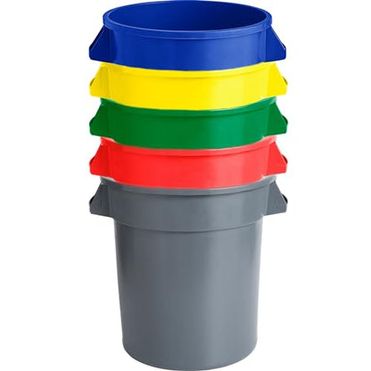 32 Gallon Round Trash bin Garbage can Outdoor Yard Trash can Trash Barrels Garbage Drum Heavy Duty Trash can Industrial Trash can Kitchen Trash bin (2, Gray) - color: Gray