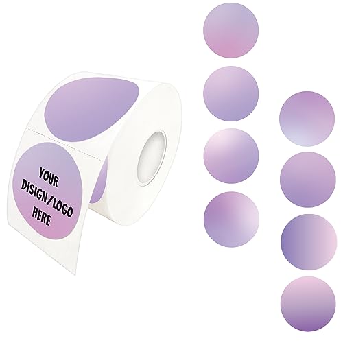 1.5 Inch Purple Round Thermal Sticker Labels, Self-Adhesive Circle Direct Thermal, Multi-Purpose Roll for DIY Logo Design With Perforation Line (500 Labels, 1 Roll) - color: Purple-500 Labels, size: 1.5 inch